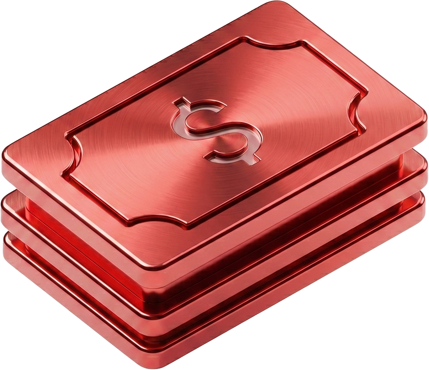 3D Red Cash Money Stack