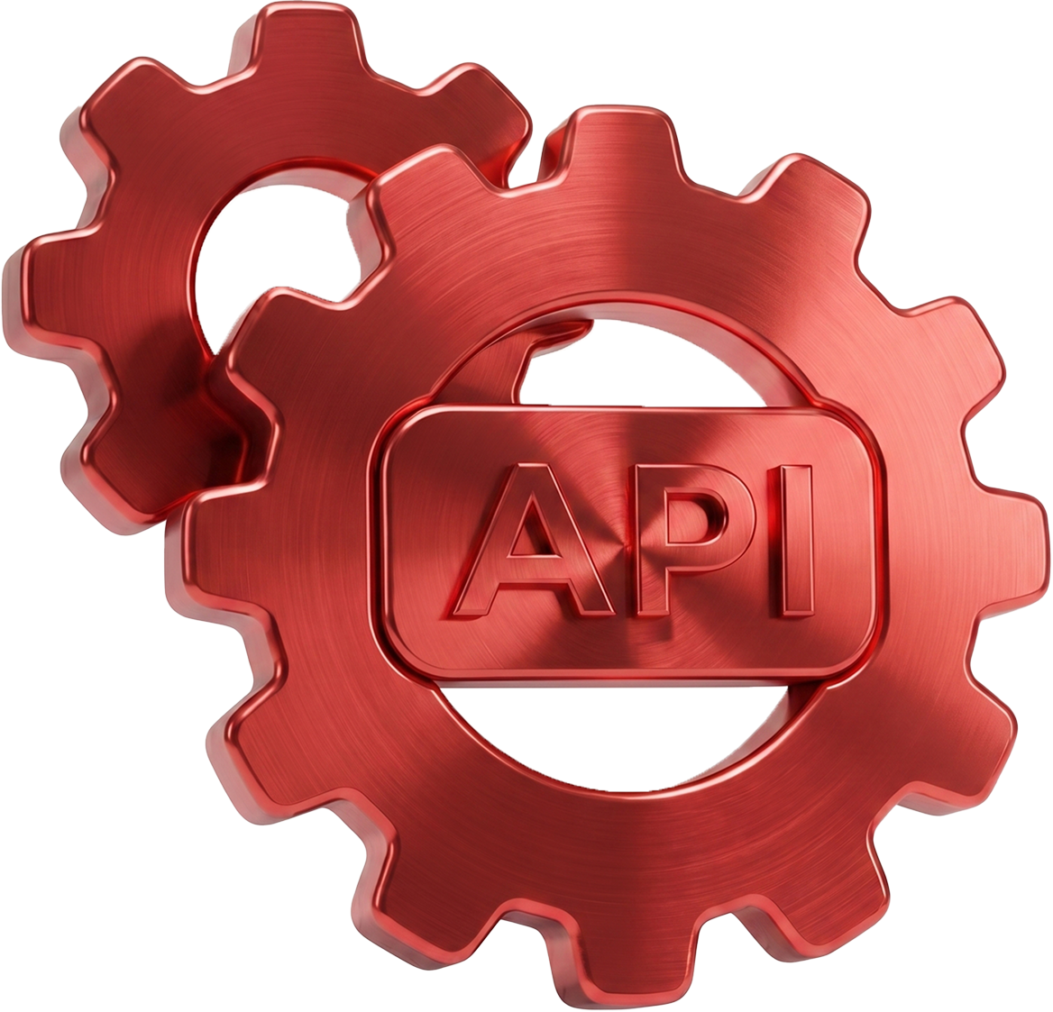 3D Red Interlocking Gears